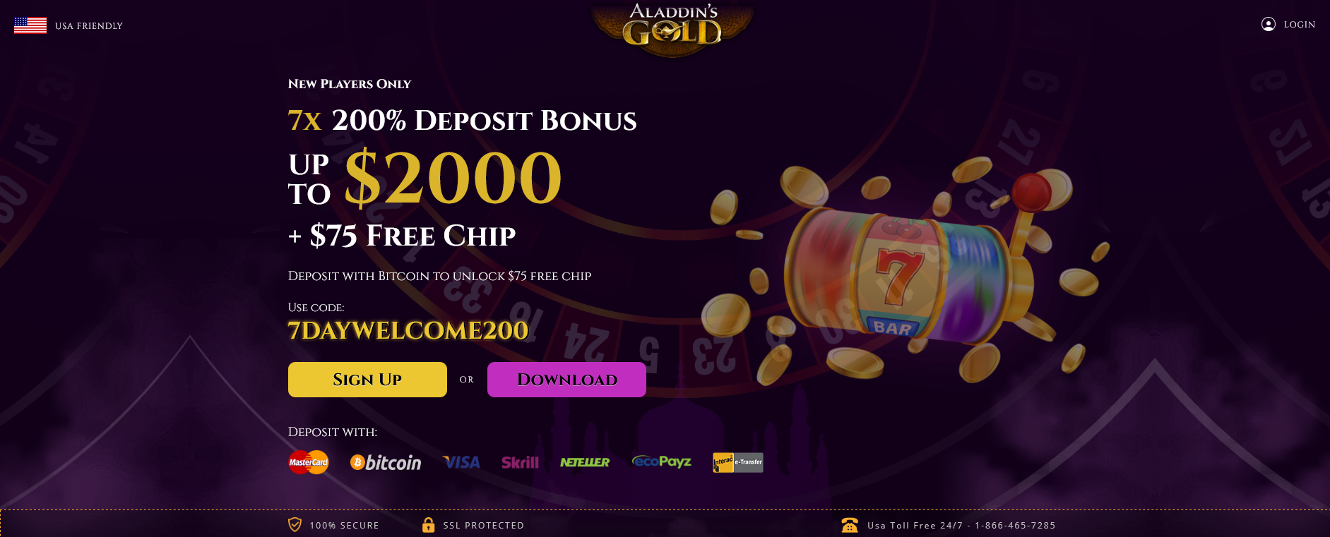 New Players Only 7x 200% Deposit Bonus UP TO $2000 + $75 Free Chip