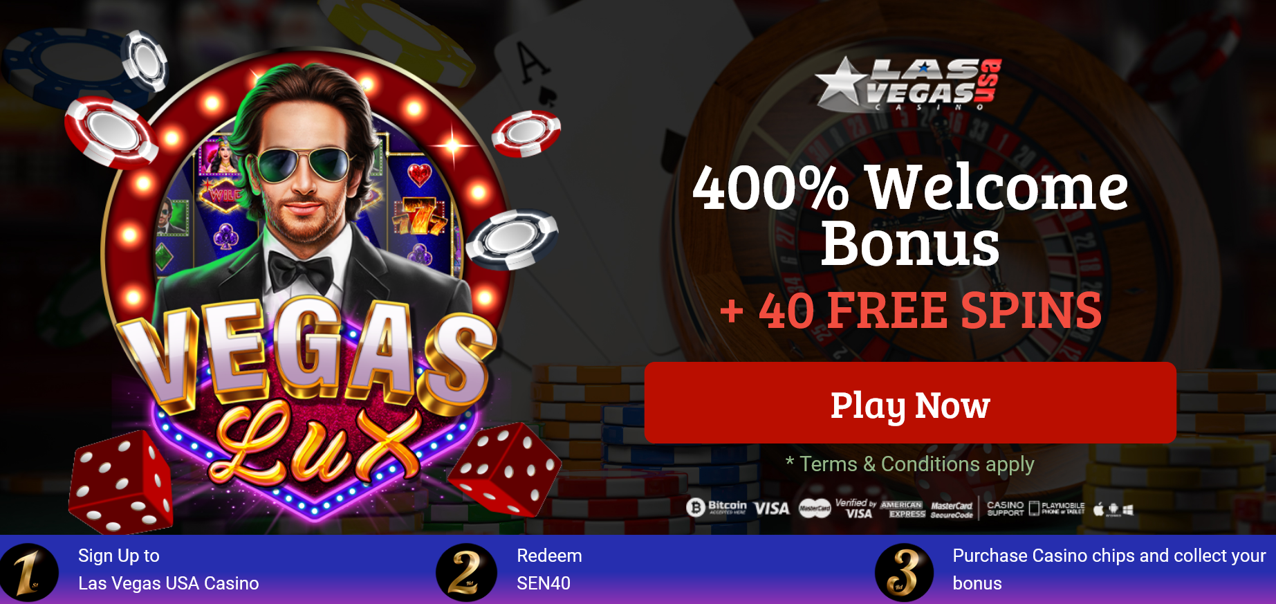 400%
                                        Welcome Bonus + 40 FREE SPINS